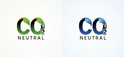 natuurlijk groen neutrale co2 symbool logo ontwerp met twee verschillend kleuren vector