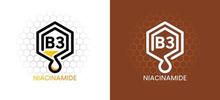 niacinamide logo illustratie sjabloon, vitamine b3 symbool icoon vector