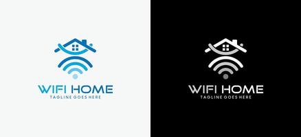 slim huis Wifi logo ontwerp, illustratie van internet signaal technologie huis dak symbool vector