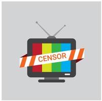 tv met lint, verboden inhoud en censuur logo pictogram vlakke afbeelding vector