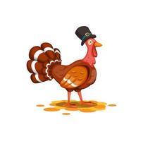 wilde kalkoen dieren dragen hoed, happy thanksgiving day concept in cartoon illustratie vector geïsoleerd op witte achtergrond