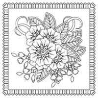 mehndi bloem voor henna, mehndi, tatoeage, decoratie. decoratief ornament in etnische oosterse stijl, doodle ornament, schets hand tekenen. kleurboek pagina. vector
