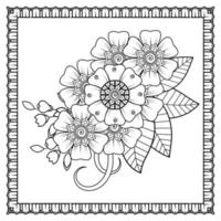 mehndi bloem voor henna, mehndi, tatoeage, decoratie. decoratief ornament in etnische oosterse stijl, doodle ornament, schets hand tekenen. kleurboek pagina. vector