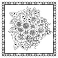 mehndi bloem voor henna, mehndi, tatoeage, decoratie. decoratief ornament in etnische oosterse stijl, doodle ornament, schets hand tekenen. kleurboek pagina. vector