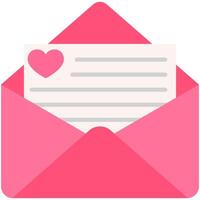 roze mail envelop vlak icoon met liefde markeerstift geïsoleerd Aan wit achtergrond. vector