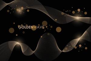 abstract gouden Golf kunst toont, vloeiende vormen en golven in tinten van goud of geel tegen een zwart achtergrond. vector