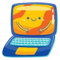 schattig laptop mascotte karakter in platte cartoon-stijl. vector