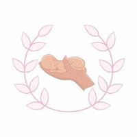 het kind ligt in de armen van de moeder. mooi roze logo-logo voor medisch perinataal centrum, ziekenhuis. illustratie van wereldprematuriteitsdag op 17 november. wereldkinderdag. vector
