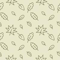 eindeloze herfst herhalend achtergrondpatroon met bladeren, esdoorn, berken, eiken en takken van de boom. ecologie en natuurbescherming. vectoromslag voor textiel, kleding, verpakkingspapier vector