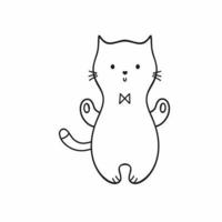 voorgevormde kitten met een vlinderdas op de borst. vector eenvoudige doodle illustratie van een kat in een minimalistische stijl. element voor het decoreren van een feestdag, ansichtkaart of notitieblok