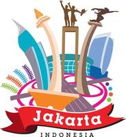 Jakarta illustratie, een globaal stad van Indonesië vector