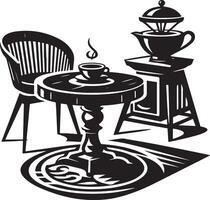 koffie tafel, meubilair silhouet, zwart kleur silhouet vector