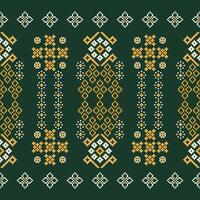 traditioneel etnisch motieven ikat meetkundig kleding stof patroon kruis steek.ikat borduurwerk etnisch oosters pixel groen achtergrond. samenvatting, illustratie. textuur, decoratie, behang. vector