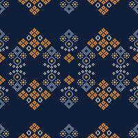 traditioneel etnisch motieven ikat meetkundig kleding stof patroon kruis steek.ikat borduurwerk etnisch oosters pixel marine blauw achtergrond. samenvatting, illustratie. textuur, decoratie, behang. vector