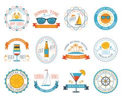 Zomervakantie emblemen stickers set plat vector