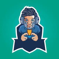 gamer mascot logo ontwerp vector, gamer illustratie voor sportteam. moderne illustratorconceptstijl voor badge vector