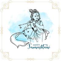 gelukkig janmashtami festival viering groet kaart ontwerp vector