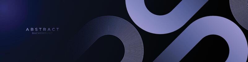 abstract donker blauw achtergrond met gloeiend meetkundig lijnen. modern glimmend Purper afgeronde lijnen patroon. futuristische concept. pak voor poster, omslag, banier, brochure, presentatie, website, folder vector