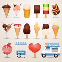 Ice cream cartoon pictogrammen instellen vector