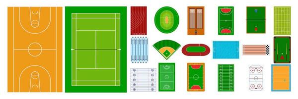 sport velden. rennen bijhouden veld- of atletisch stadion. speelplaats voor loper of voetbal. marathon ras. weg rijbaan. sport concept. teken, symbool, icoon of logo geïsoleerd. vlak ontwerp. tekenfilm illustratie vector