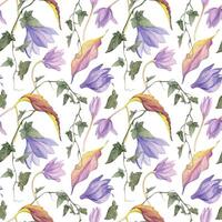 hand- getrokken waterverf illustratie haveloos boho botanisch bloemen bladeren. Purper krokus saffraan naakt Dames klimop ranken. naadloos patroon geïsoleerd Aan wit achtergrond. ontwerp bruiloft, papier, textiel vector