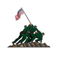 soldaat amerikaanse vlag hijsen. patriottisch symbool in cartoon illustratie vector geïsoleerd op witte achtergrond
