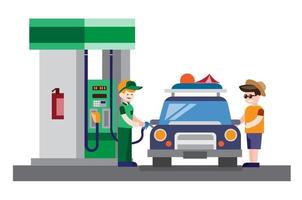 benzinestation plat ontwerp illustratie concept vector