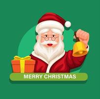 Kerstman met bel en geschenkdoos avatar karakter op kerst seizoen cartoon illustratie vector