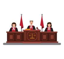 rechter in rechtszaal, gerechtelijke cort vlakke afbeelding vector