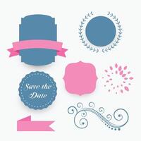 blauw en roze bruiloft decoratie elementen vector