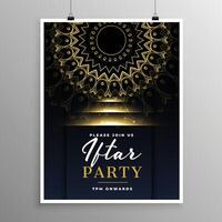 iftar Ramadan partij uitnodiging met mandala decoratie vector