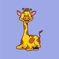 cartoon dier ontwerp zittend giraf schattig mascotte logo vector