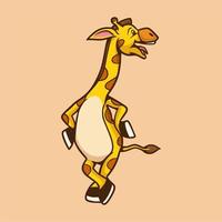 cartoon dier ontwerp giraf staand schattig mascotte logo vector