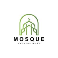 zwart silhouet ontwerp van Islamitisch plaats van aanbidden gemakkelijk modern minimalistische moskee logo sjabloon vector