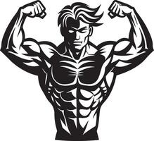 illustratie van een bodybuilder tonen haar geschiktheid zwart en wit vector