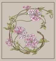 wijnoogst kunst nouveau botanisch bloemen decoratief grens patroon vector