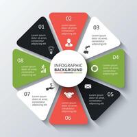 achthoek infografisch. sjabloon voor wielersport diagram, grafiek, presentatie. bedrijf concept met 8 opties, onderdelen, stappen of processen. vector