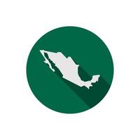 mexico kaart op groene cirkel met lange schaduw vector