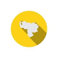 Venezuela kaart op gele cirkel met lange schaduw vector