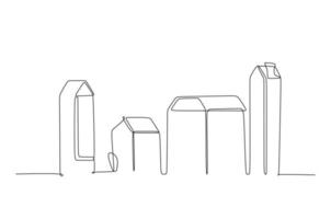 enkele lijntekening van de skyline. stad en gebouwen landschapsmodel. beste vakantiebestemming kunst aan de muur. bewerkbare trendy doorlopende lijntekening ontwerp vectorillustratie vector