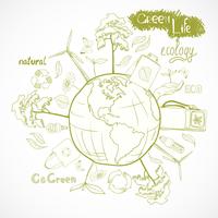 Doodles ecologie en milieu concept vector