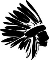 de illustraties en clip art. een zwart en wit silhouet van een inheems Amerikaans gezicht, Amerikaans Indisch apache hoofd vector