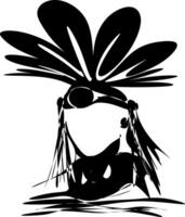 de illustraties en clip art. een zwart en wit silhouet van een inheems Amerikaans gezicht, Amerikaans Indisch apache hoofd vector