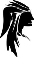 de illustraties en clip art. een zwart en wit silhouet van een inheems Amerikaans gezicht, Amerikaans Indisch apache hoofd vector