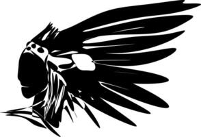 de illustraties en clip art. een zwart en wit silhouet van een inheems Amerikaans gezicht, Amerikaans Indisch apache hoofd vector