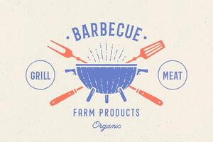 etiket of logo voor restaurant. logo met grill, bbq of barbecue vector