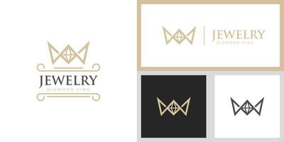 luxe diamant koning met kroon logo icoon ontwerp voor sieraden abstract logo symbool sjabloon vector