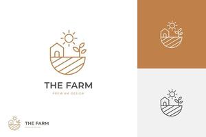 landbouw agronomie logo icoon ontwerp verstand huis boom en zon grafisch gemakkelijk logo. biologisch leven stijl branding logo sjabloon vector