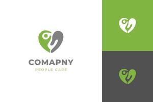 mensen hand- zorg logo, abstract hart logo concept met hand- en mensen vorm voor Gezondheid zorg symbool vector