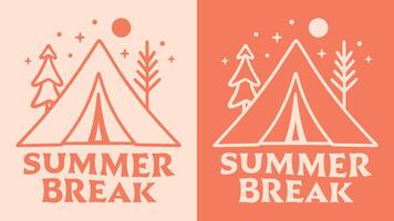 zomer breken camping retro wijnoogst esthetisch groovy schattig illustratie school- reis leraar kamp animator coördinator raadgever overhemd ontwerp afdrukken vector